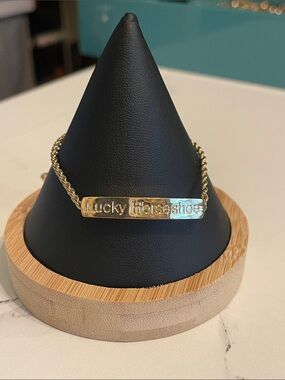 Lucky Horseshoe Gold Tone Nameplate Bracelet